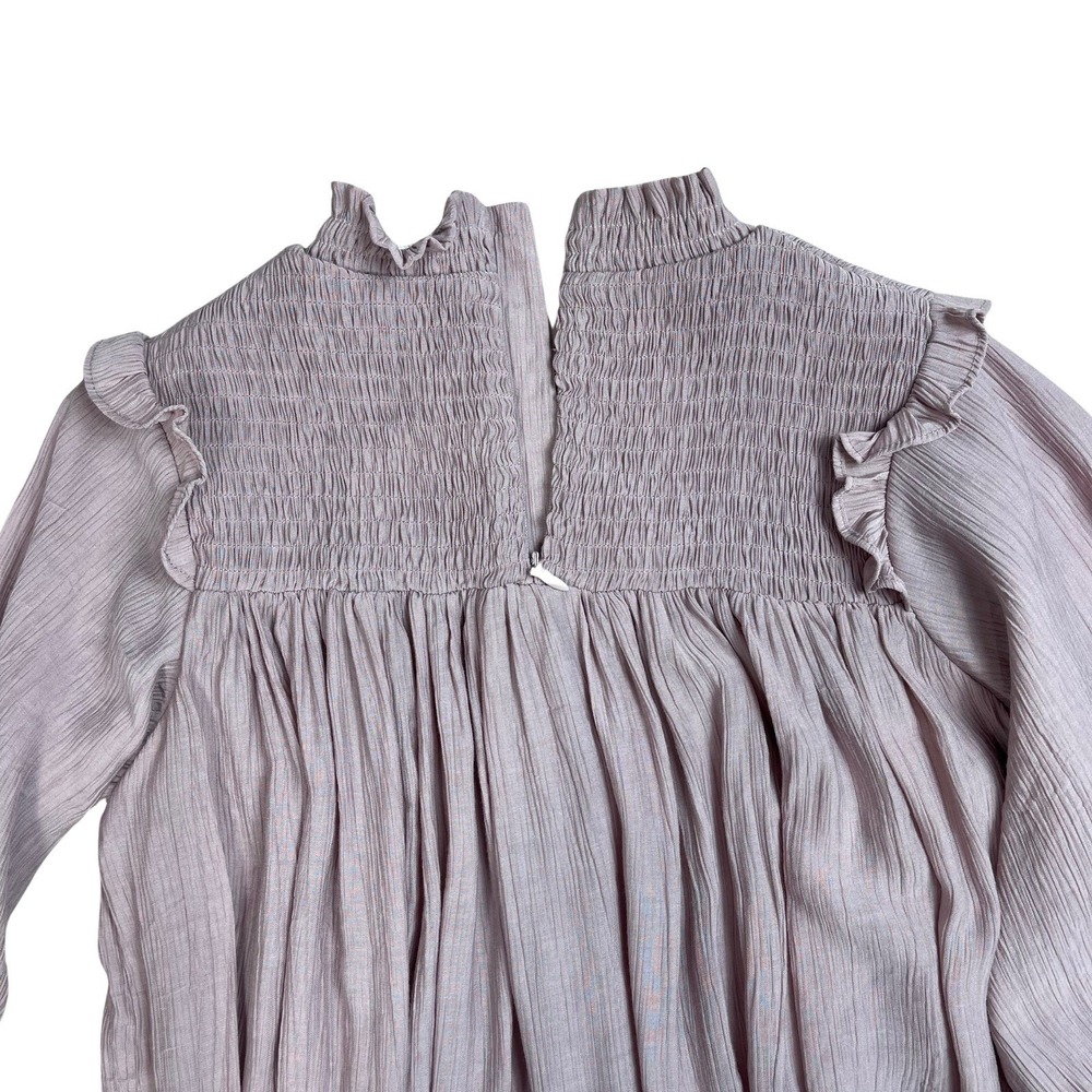 Girls Smocked Neckline Ruffle Dress Long Sleeve Mauve Sz 8 Cottagecore Whimsical - Picture 3 of 9